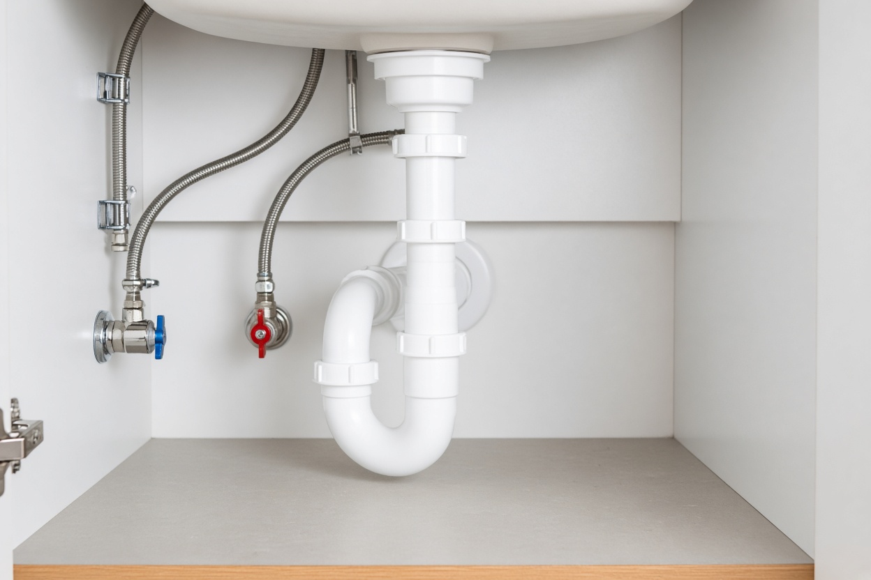 Under-sink pipework, neat and tidy